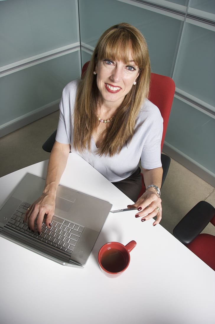 Woman working on a laptop